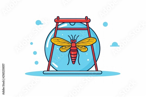 Insect trapped inside a glass container, representing conservation or study