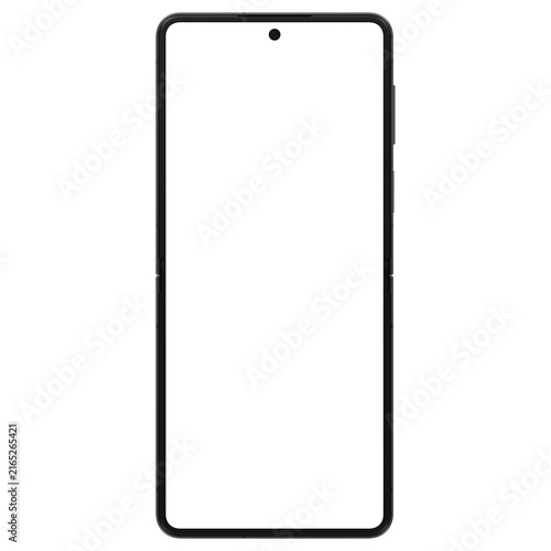 Black smartphone. Isolated png image with white screen. Template for mockup