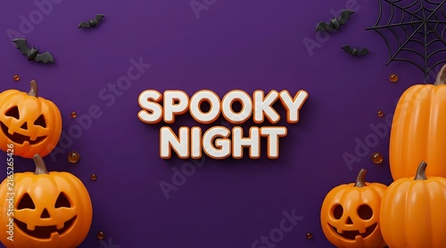 Spooky jack o lanterns with halloween night text