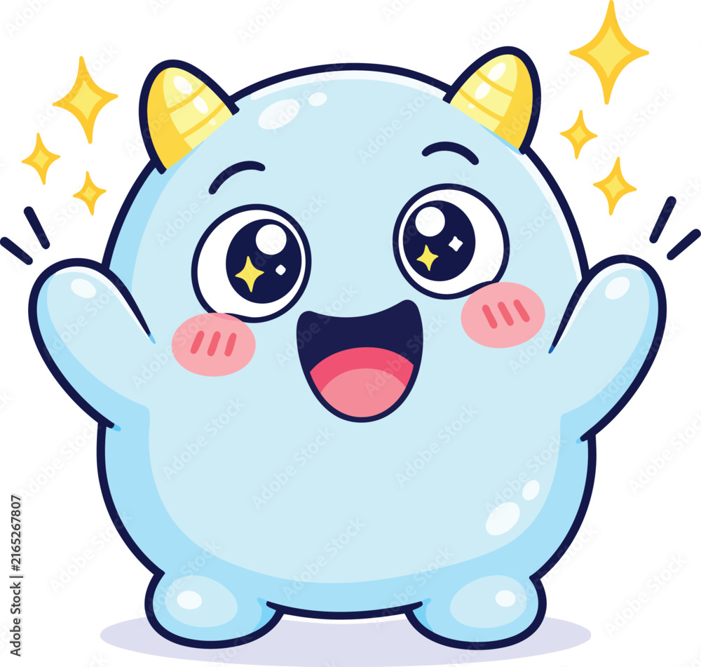 Fototapeta premium Blob Cute Blue Monster Character Colection