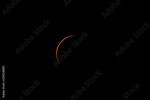 Принти на полотні Total solar eclipse over Mallorca, last sliver of sunlight seconds before totali