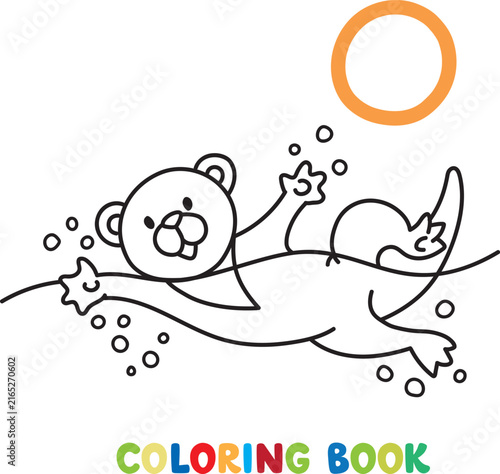 Funny Otter. Alphabet O. Animals coloring book