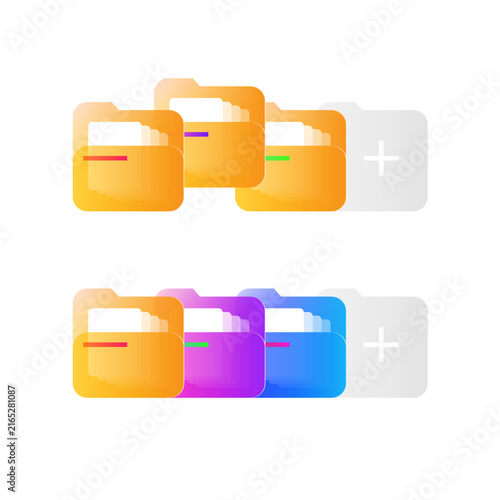 Принти на полотні Folder category organization illustration with multiple folders and plus button
