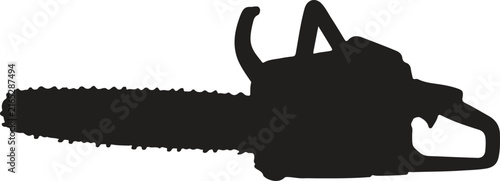 Chainsaw Silhouette Isolated Cutting Tool Forestry Equipment Black Vector