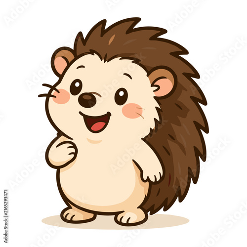 Cheerful Hedgehog Greeting with a Smile, Friendly Cartoon Porcupine Mascot Vector Art