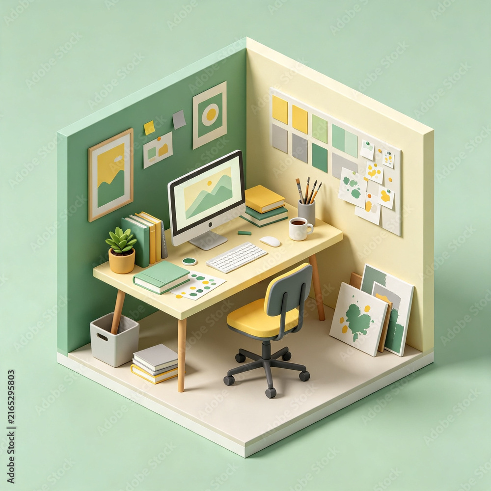 Naklejka premium Isometric Modern Creative Workspace