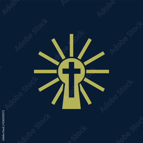 Crucifix Radiant Sunbeam Halo Religious Church Monogram For Sacred Devotional Christian Literature Cover