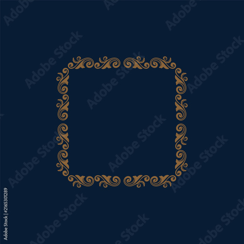 Square Golden Baroque Vignette Classic Damask Border For Luxury Wedding Invitation Packaging Label Graphic