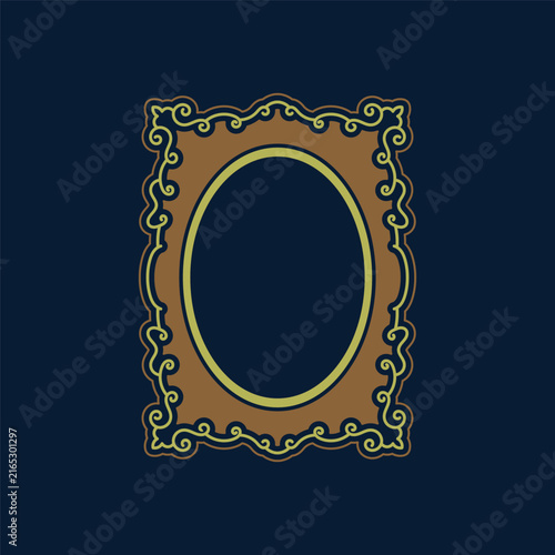 Oval Antique Mirror Frame Rococo Carving Plaque For Photography Gallery Museum Exhibition Poster Layout