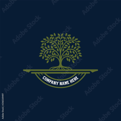 Vintage Family Tree Of Life Root Stamp Emblem Badge For Green Ecology Organic Wellness Herbal Therapy Nature Foundation Or Corporate Heritage Identity Branding Vector Illustration