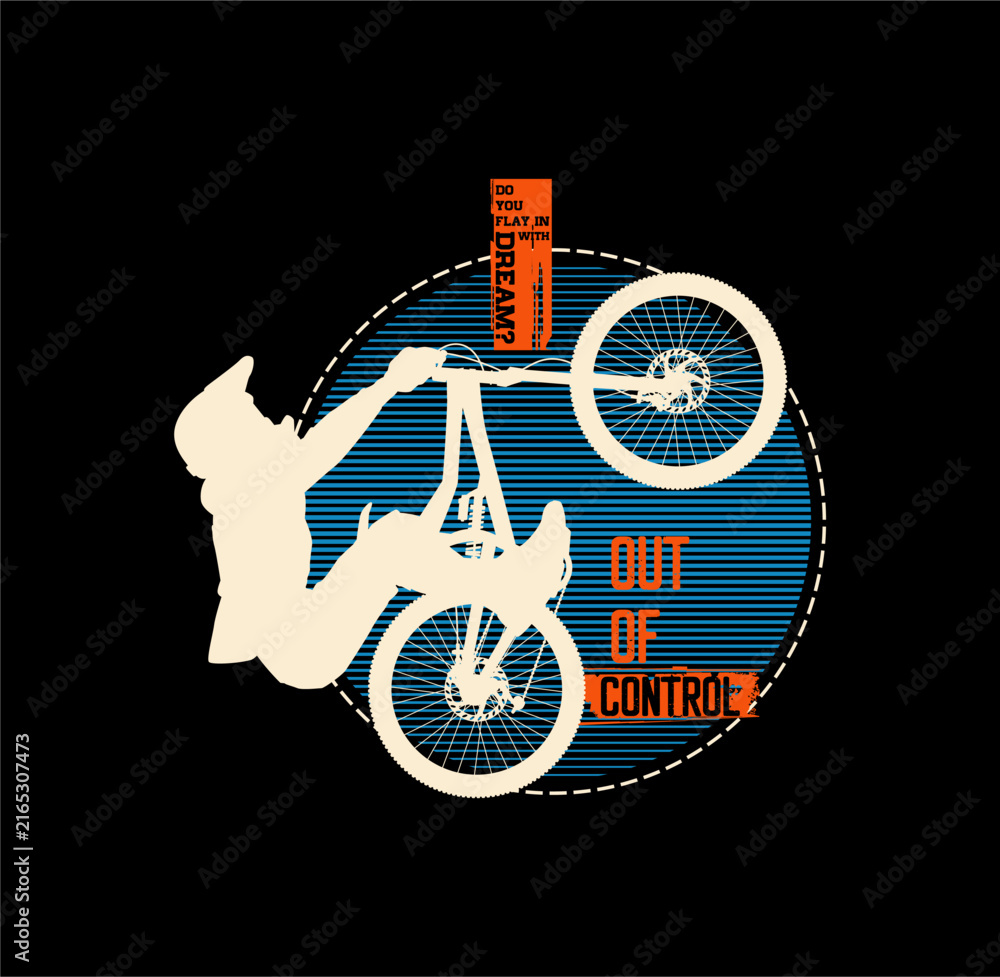 Fototapeta premium Out Of Control, Just Ride design sport vector illustration