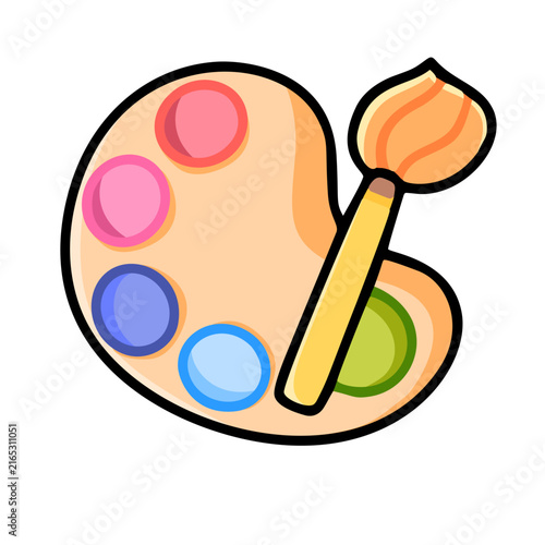 Colorful Artist Palette with Paintbrush for Creativity
