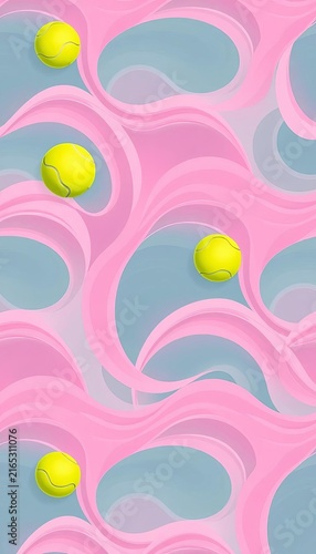 Continuous tennis-inspired seamless pattern with elegant curves, preppy, curved lines