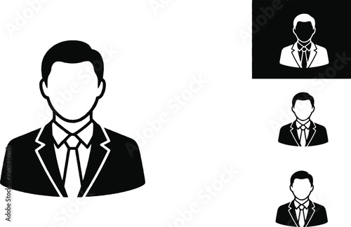 Businessman avatar profile icon vector illustration in flat and monochrome styles with man avatar