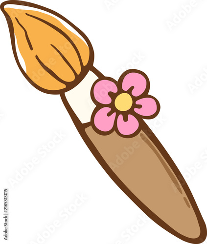Groovy Retro Spring Flower Paint Brush Hand Drawn Illustration