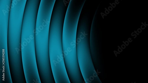 Abstract blue curved waves smooth motion animation on black background