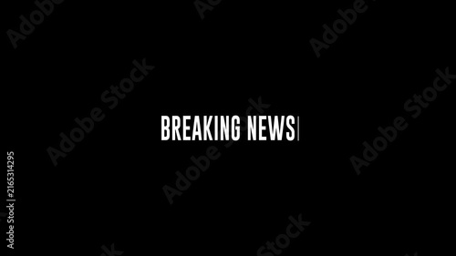 Breaking news typography animation with green scanning highlight on black background