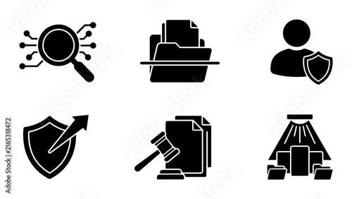 Cyber Security Icons, Data Protection Icons, Legal Icons, Business Icons, Technology Icons, Vector Set