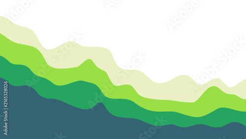 Contemporary fluid wave layout template. Abstract layered backdrop in calming colors of beige, green, and green navy. Eye-catching design.
