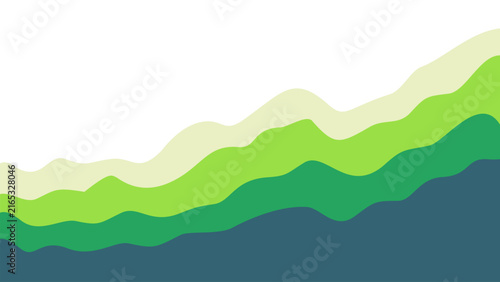 Organic abstract layered concept. Undulating flat layers featuring elegant beige, vibrant green, and corporate green navy. Beautiful visual.
