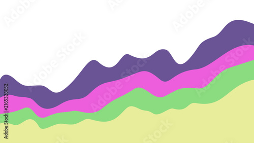 Minimalist fluid topography vector art. Smooth paper cut waves blending purple, pink, bright green, and light yellow. Ideal for clean corporate UI.
