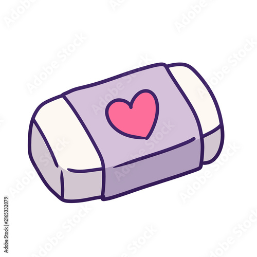 Eraser illustration isolated on white background, simple stationery element