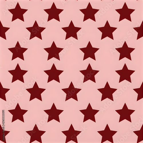 Seamless Red Star Pattern on Pink Background