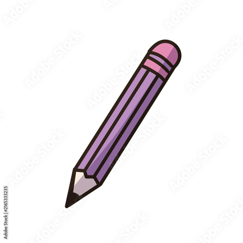 Purple Pencil Illustration, Hand Drawn School and Office Stationery Element