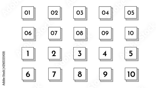 Numbered Square Icons Set 1 to 10 Minimal Design