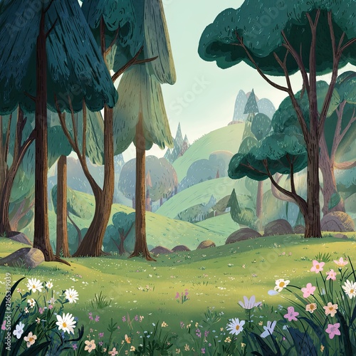 Cartoon Forest Landscape