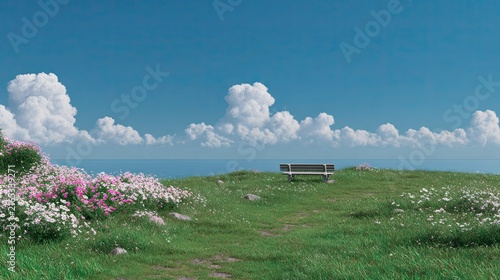 Serene Landscape with Bench