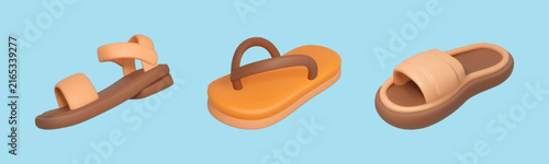 Summer Footwear 3D Icon Set
