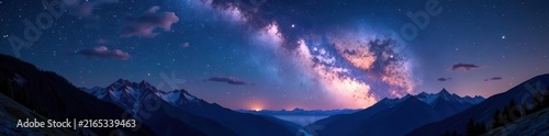 Starry night, Milky Way arching over dark mountain, beauty, outdoors