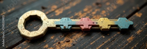 Multiple hex keys arranged on a wooden surface , texture, collection
