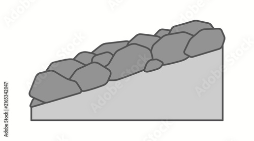 Riprap Rock Lining Cross Section For Slope Stabilization And Soil Erosion Control