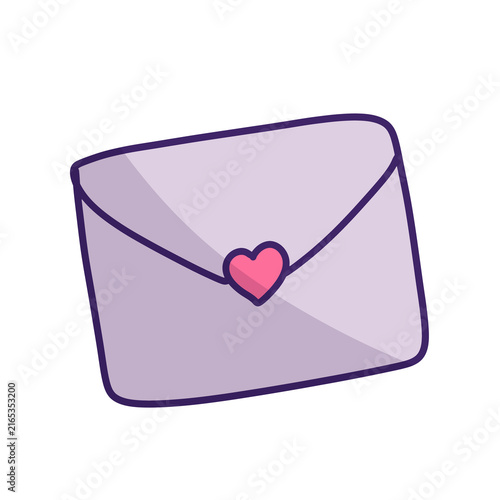 Cute Purple Envelope with Pink Heart Illustration