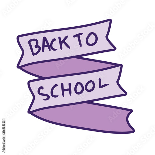 Cute Purple Back to School Ribbon Banner Illustration