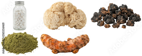 Fotografía A collection of natural wellness ingredients and supplements used for functional cooking and hydration support