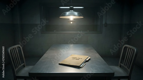 Fototapeta interrogation room with file on table