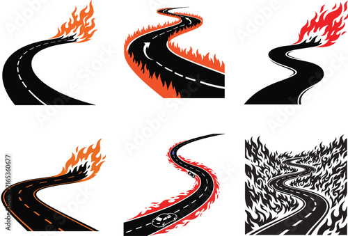 vector illustration of a set of road 