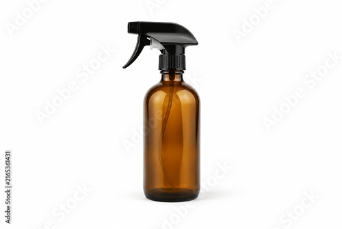 Unlabeled Amber Glass Spray Bottle Isolated on White