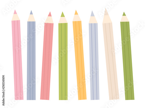Colored pencils. Vector illustration in flat style. Design elements set