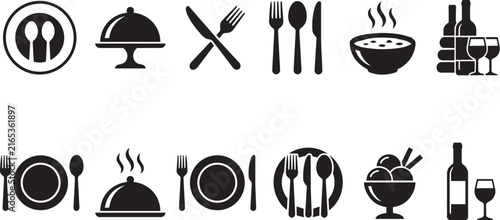  Culinary icons in two rows 