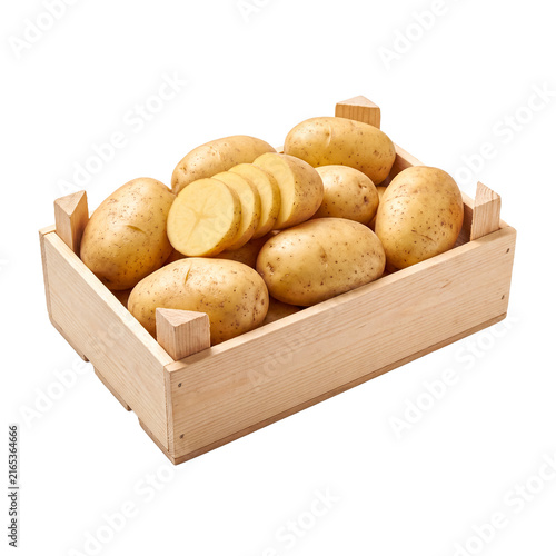 Принти на полотні Fresh potatoes in a wooden crate
