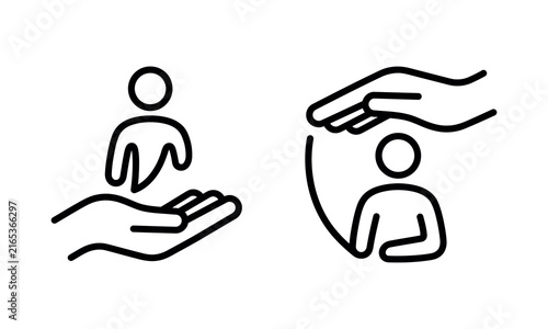 Human Support Icons for Care Assistance Protection and Community Services