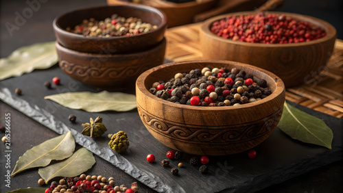 Premium selection of colorful peppercorns