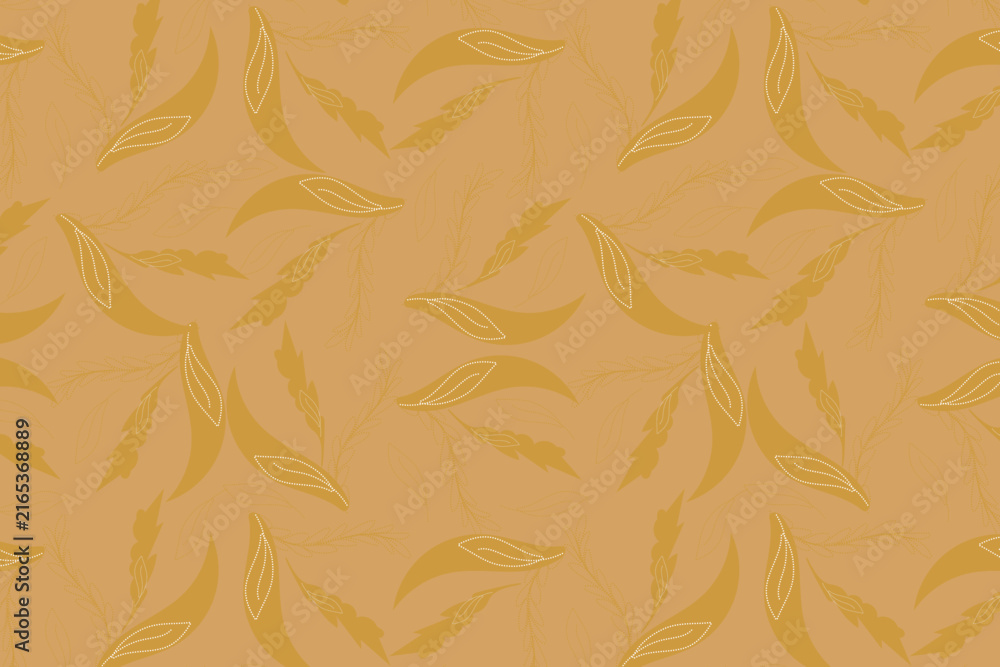 Fototapeta premium A warm autumn-themed toss of golden wheat stalks and leaves on off-white. Perfect for bakery packaging, Thanksgiving paper goods, and eco-friendly branding.