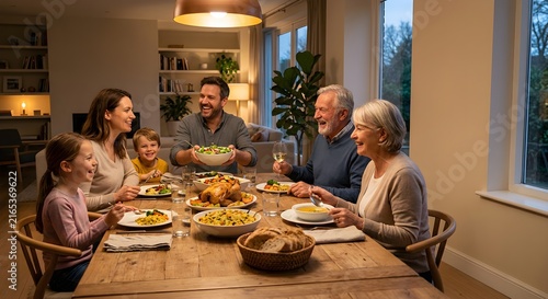 family having dinner together