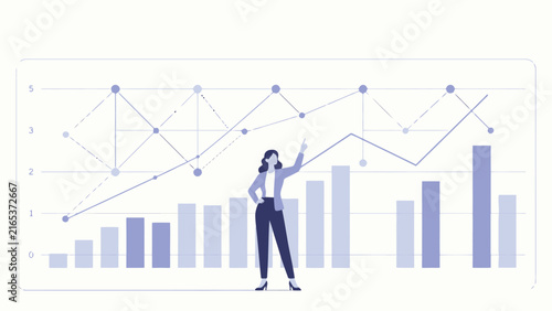 Professional Businesswoman Analyzing Growth Charts and Financial Data Visualizations