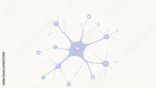 Magical glowing neural network with interconnected nodes and sparkles on soft white background